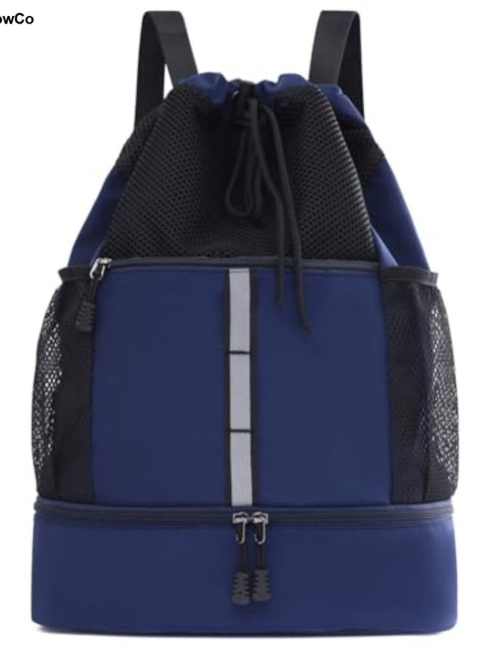 Drawstring Backpack Water Resistant Gym Bag Wet Pocket Shoe Compartment